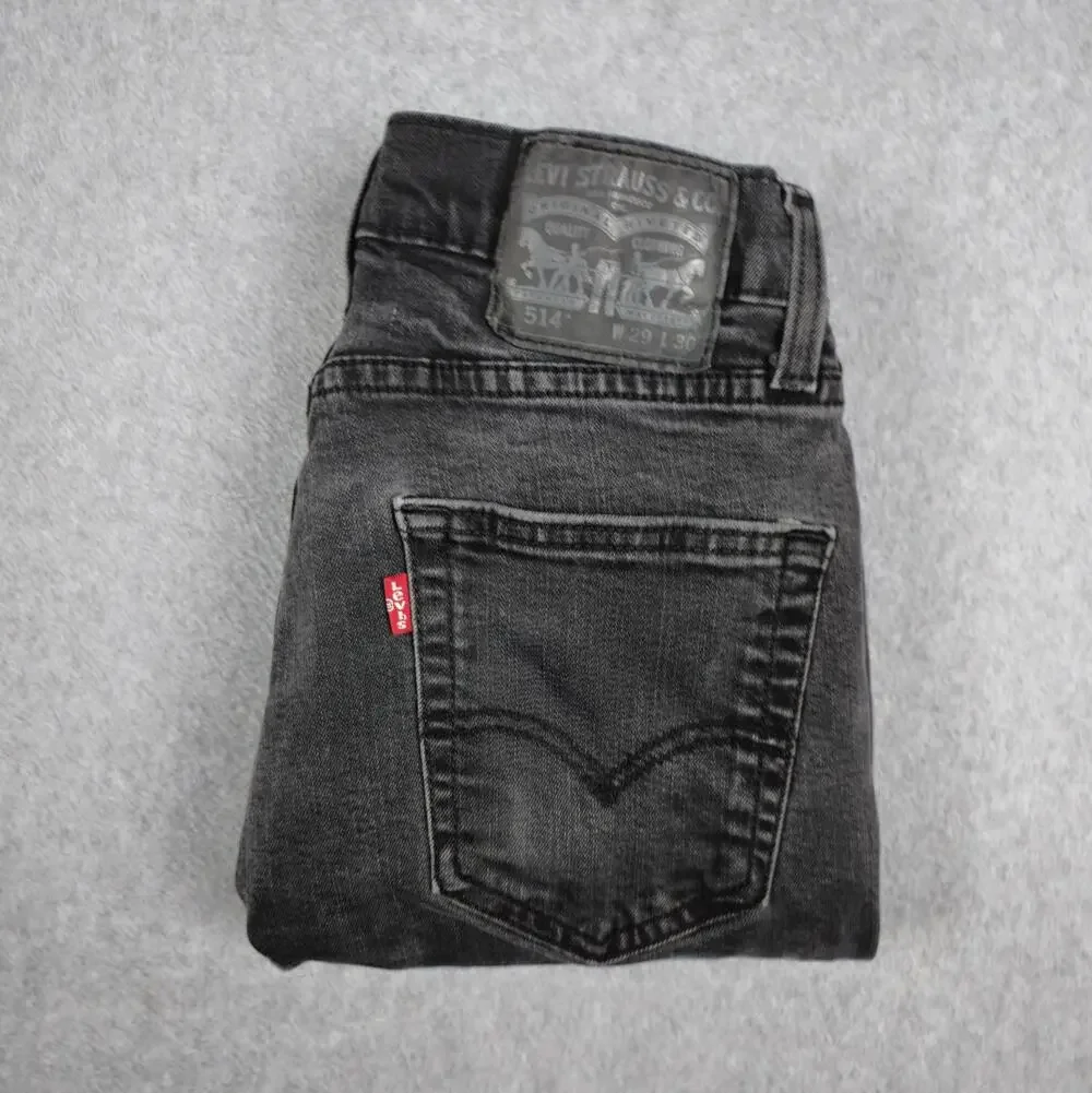 Levi's 514 Mens 27x28 Black Straight Fit Jeans